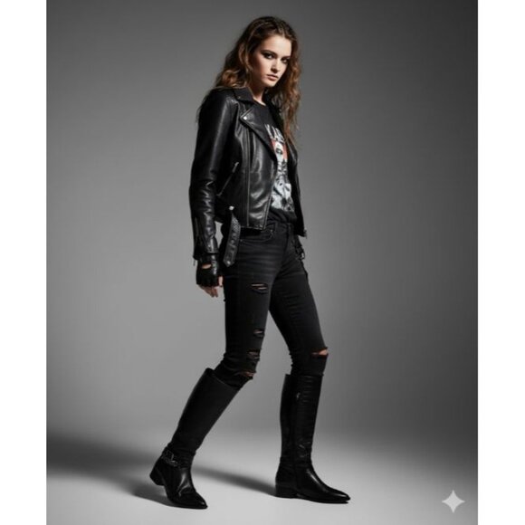 Napoleoni Leather Pull On Knee Length Equestrian Riding Boots Black Women's 8.5 - Picture 1 of 15